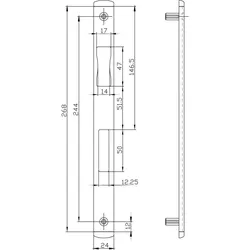 Schließblech B 9000 0785, 268 x 24 mm, U-Stulp 6 mm