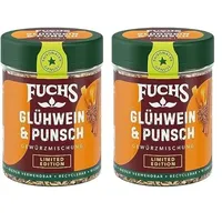 Fuchs Gewürze - Glühwein & Punsch Gewürz - weihnachtliche Gewürzmischung für Wein und Punsch - aus natürlichen Zutaten - 40 g in wiederverwendbarer, recyclebarer Dose (Packung mit 2)