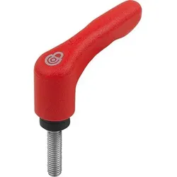 KLEMMHEBEL MIT SICHERHEITSFUNKTION GR.1 M05X25, KUNSTSTOFF ROT RAL3020, KOMP:EDELSTAHL