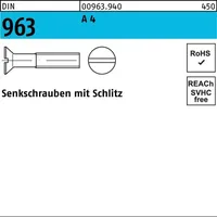 Hörger & Geßler Senkschraube DIN 963 Schlitz M6 x 20 A 4 200 Stück