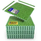 BestLivings Schutzmatten 40x40 cm - Extradick 1 cm - (18er Pack / 2,88m2) Gras - Optik mit Rand, Bodenschutzmatte Puzzlematte - Modular und Flexibel erweiterbare Unterlegmatte