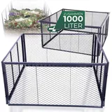 Novatool Garten-Komposter Metall 100x100x100 cm + Deckel oder Boden, mit erweiterbarem Stecksytem, pulverbeschichteter Metallkomposter mit 1000