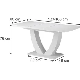 Vicco Fenaro 120 x 77,4 x 80 cm ausziehbar weiß