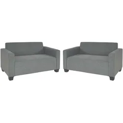 Sofa-Garnitur Couch-Garnitur 2x 2er Sofa Moncalieri Stoff/Textil ~ grau