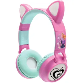 Lexibook Lexibook, Barbie, 2-in-1 kabellose, Kopfhörer mit Katzenohren, Lichteffekte, Stereosound, Bluetooth & Kabel, faltbar, verstellbar, LED-Leuchten, Pink, HPBTKTBB