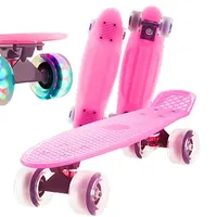 Complete Mini Cruiser Skateboard,Translucent Plastic Penny Board 22" (57Cm) X6 (15Cm) for Kid Teens Adults Beginners Girls Boys Outdoor Sports Birthday Gift,Pink