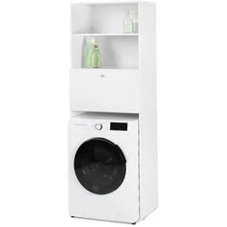 Tchibo - Waschmachinenschrank mit aufklappbarer Arbeitsfläche - 65x47x182,5cm - silber - Holz / Metall