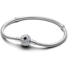 Pandora Moments Schlangen-Gliederarmband mit Polarstern-Verschluss aus Sterling Silber mit Zirkonia, Kompatibel Moments Charms, Größe: 19 cm,