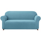 subrtex kariert Sofabezug Sofahusse Sesselbezug Stretchhusse Sofaüberwurf Couchhusse Spannbezug(2 Sitzer,Hellblau)