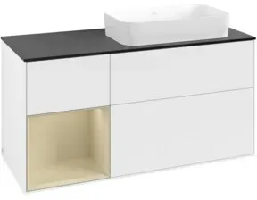 V&B Waschtischunterschrank Finion 120x60 cm, Reg li si Gr m Lac, wh. m Lac