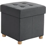 Relaxdays Hocker mit Stauraum Polyester 38 x 38 x 38 cm Dunkelgrau