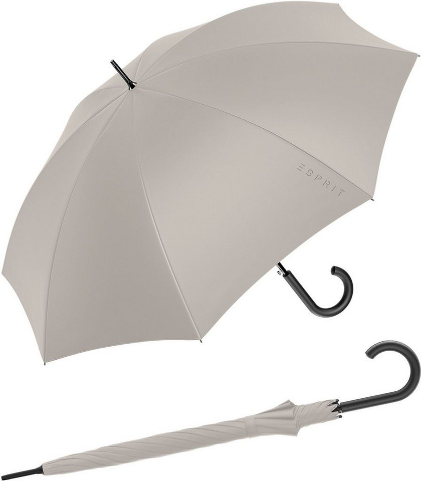 Esprit Stockregenschirm Damen-Regenschirm mit Automatik HW 2023, groß und stabil, in den Trendfarben - atmosphere grau