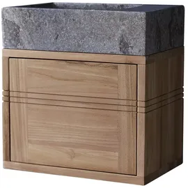 Tikamoon Waschtischunterschrank 2 Schubladen 40 x 55 cm Grau
