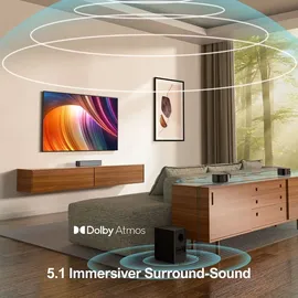 ultimea 5.1 Surround Soundbar, 3D Sound System, Soundbar für TV Geräte, mit Subwoofer und Rear-Lautsprechern, Surround, Bass Einstellbare Heimkino - Schwarz