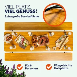 CASARIA Bierzeltgarnitur 3-tlg. Tisch 180 x 50 cm braun klappbar