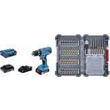 Bosch Professional 18V System Akku-Bohrschrauber GSR 18V-21 (max. Drehmoment: 55 Nm, inkl. 2x2,0 Ah Akku, Ladegerät GAL 18 V-20, in L-BOXX) & 40-tlgs. Bohrer Bit Set