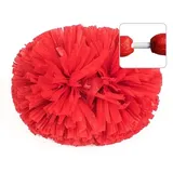 Egurs Groß Cheerleading Pom Poms mit Griff 2 Stück Cheerleader Pompons aus Kunststoff Pom Pom Handblumen Sport Cheers Ball Dance Kostüm Nacht Party Sport Wettbewerb Team Geist rot S=28CM