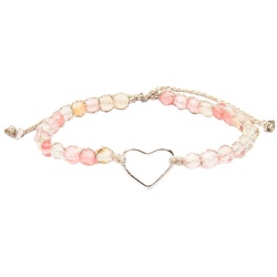 Samapura Wassermelonen-Quarz-Herz-Armband | Silber Faden Armbänder & Armreife   Damen 