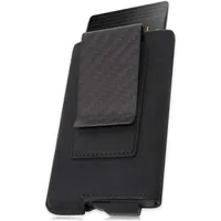 Fidelo Minimalistische Geldbörse für Herren - RFID Kartenetui Herren - Schlankes Kreditkartenetui Herren - Geldbörsen mit 3K-Kohlefaser-Geldscheinklammer, abnehmbare Schwarze Ledertasche