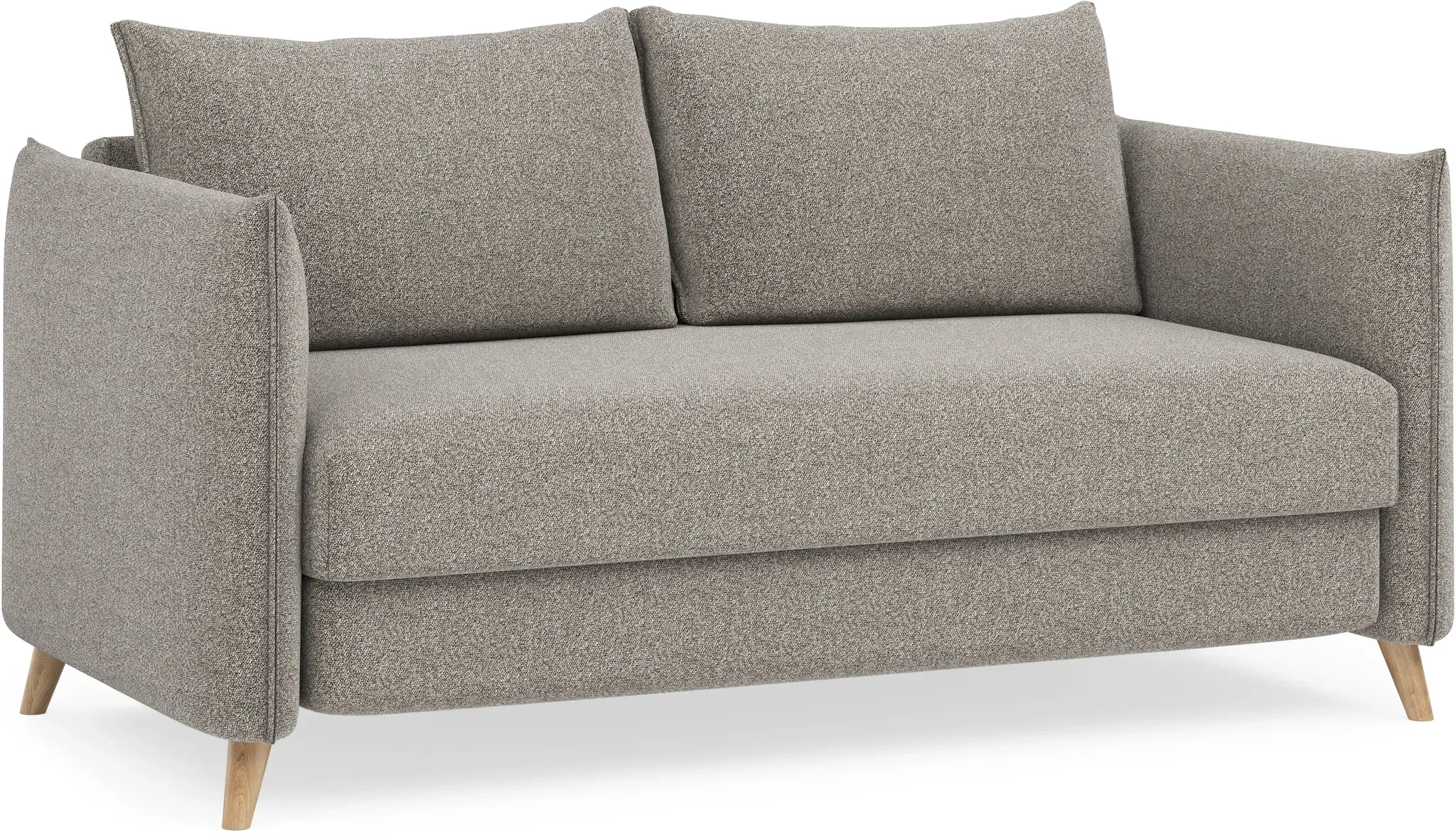 BRUNO Schlafsofa 140cm in Taupe Grau-Beige | stabiles Massivholz & Boxspringkomfort