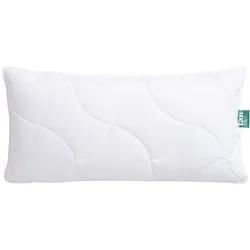Synthetikkopfkissen FAN "f.a.n. Made in Green "Tegernsee"", weiß, B:40cm L:80cm, Bezug Innenkissen: 100% Polypropylen. Bezug Außenkissen: 100% Baumwolle. Füllung Innenkissen: 100% Polyester. Steppfüllung Außenkissen: 100% Polyester, Kopfkissen, ressourcenschonend hergestellt