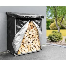 HC Garten & Freizeit Brennholzregal Metall 135 x 70 x 165 cm mit Abdeckung