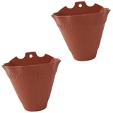 HEMOTON 2stücke Hängende Blumentöpfe Wandmontierter Konischer Pflanzkübel Aus Kunststoff Hochwertiger Blumentopf Für Sukkulenten Und Blumen in Ziegelrot Praktischer Wandpflanzer Für Innenb