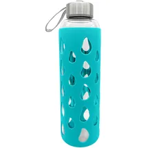 Gedalabels Geda Labels Trinkflasche Silikon türkis 500ml Glas | Glasflasche | Flasche | Glas | Schule | Unterwegs | Reisen | Sport | Trinken