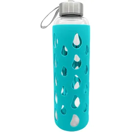Gedalabels Geda Labels Trinkflasche Silikon türkis 500ml Glas | Glasflasche | Flasche | Glas | Schule | Unterwegs | Reisen | Sport | Trinken