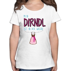 Shirtracer T-Shirt Mein Dirndl ist in der Wäsche – Mode für Oktoberfest Kinder Outfit – Mädchen Kinder T-Shirt weißes trachtenshirt – tshirt mein dirndl ist in der wäsche weiß 128 (7/8 Jahre)