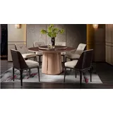 JVmoebel Esszimmerstuhl Esszimmermöbel aus Holz mit beigen Lederstühlen und Lehne (Set), Made in Europa beige