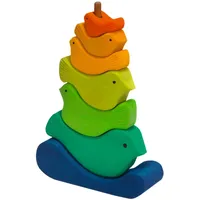 nic spiel+art NIC 523205 Steckturm Vögel, 7-Teilig Aus Holz