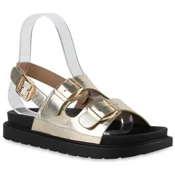 Damen Plateau Sandaletten in Gold