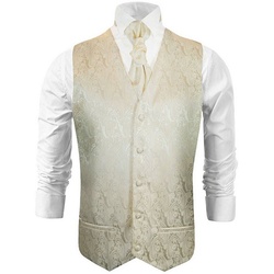 Paul Malone Anzugweste Herren Hochzeitsweste mit Plastron Set 2tlg paisley – Bräutigam (Set, 2-tlg., mit Weste und Plastron) champagner V26, Gr. 50 (S) gelb 50