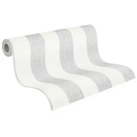 A.S. Création Vliestapete Streifen 53 cm x 10 m 390291 Grau/Weiß