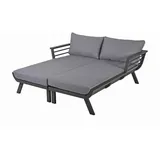 Gardenson Doppelliege, Grau, Dunkelgrau, Metall, Kunststoff, Textil, Füllung: Polyester, 170x62x175 cm, Kissen, Auflage, wetterfest, UV-beständig, Gartenmöbel, Gartenliegen