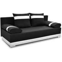 Schwarz Schlafsofa ORLEAN Sofa mit Bettkasten Couch Klappsofa Couchgarnitur