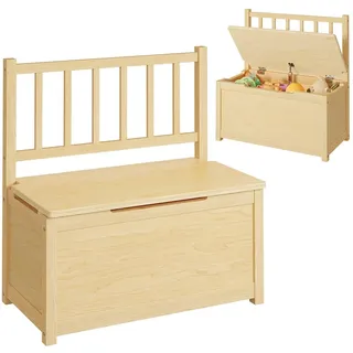 bellabino Sora Kindersitzbank – Sitzbank Kinder mit Stauraum – Truhenbank aus Massivholz in Natur – Sitztruhe für Kinderzimmer – Spielzeugbank ab 2 Jahren