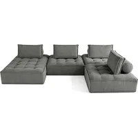 Best Möbel Marisol - wohnlandschaft modular 7-Sitzer - texturierter Samt , Grau - Grau