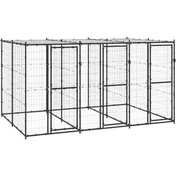 Outdoor-Hundezwinger Stahl mit Überdachung 7,26 m2