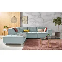 Ecksofa INOSIGN "Sapporo L-Form", blau (aqua), B:272cm H:78cm T:222cm, Struktur fein (100% Polyester), Luxus-Microfaser weich (90% Polyester, 10% Polyacryl), Struktur imprägniert (100% Polyester), Sofas, wahlweise Bettfunktion oder Sitztiefenverstellung, Federkern