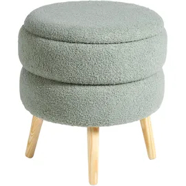 Beliani Hocker mit Stauraum Bouclé 44 x 48 x 44 cm Grün