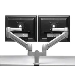 BakkerElkhuizen 2-fach Tisch Monitorhalterung, Klemme bis 24 Zoll, silber