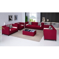 JVmoebel Sofa Sofagarnitur Set Design Sofas Polster Couchen Leder 3 2 Sitzer, Made in Europe rot