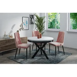 WFL GROUP Esstisch Weiß, Holzwerkstoff, 6-Sitzer, Rund,Rund, 100x76x100 cm, Esszimmer, Tische, Esstische