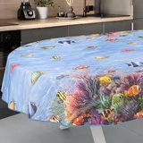 ANRO Wachstuch-Tischdecke Tischdecke abwaschbar Wachstuch Garten-Tischdecke Outdoor Indoor Oval 260x140cm mit Saum Aquarium Wachstuchtischdecke Wachstischdecke wasserabweisend Gartentischdecke