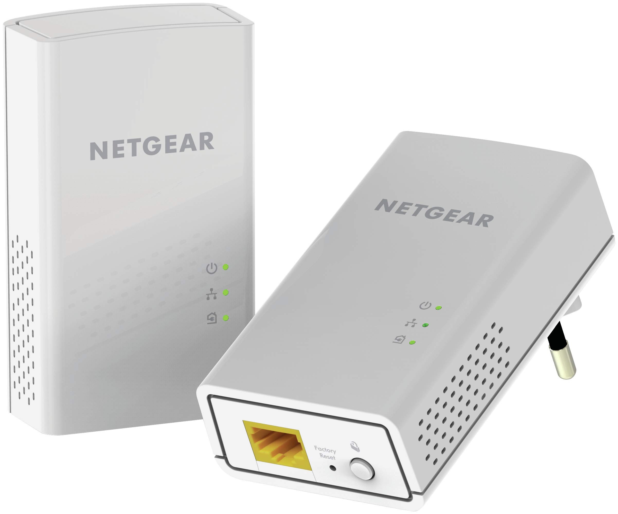 NETGEAR PL1000 PowerLINE Set (2x Adapter mit je einem GB-LAN-Port, Geschwindigkeit bis zu 1000 MBit/s, WiFi PowerLAN Set für Internet über de Steckdose, Plug-and-Play, PLC Netzwerkadapter)