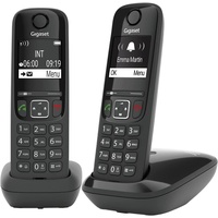 Telefon 2 Mobilteile Festnetz AS690 Duo ohne Anrufbeantworter schnurlos schwarz