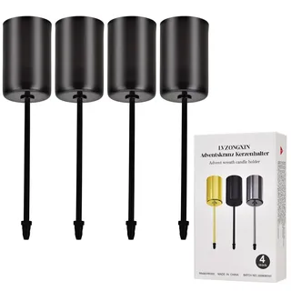 [20-23mm]-LVZONGXIN 4 Stück Adventskranz Kerzenhalter für Stabkerzen,Stabkerzenhalter Christmas Weihnachten Deko,Kerzenleuchter,Saisonale & Nordische Dekoration Zum Basteln gut geeignet (Schwarz)