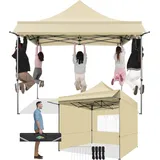 COBIZI Pavillon 3x3 Wasserdicht Stabil Winterfest mit Markisen und Seitenwänden,UV Schutz 50+ Popup Faltpavillon Partyzelt Pavillon Faltbar für Garten Camping Strand Hochzeit(3 mal 3m Khaki)